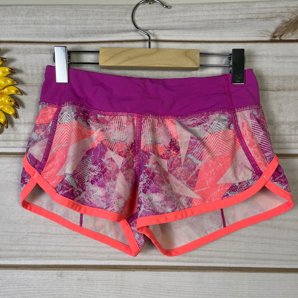 Ivivva Lululemon‎ Girls Pink Purple Geometric Athletic Running Shorts  10